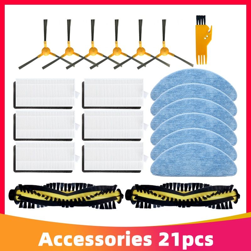 Hepa Filter Mop Cloth Main Brush for Neatsvor X500/600 Pro Tesvor X500 Pro T8 M1 Robotic Vacuum Cleaner Accessories Replacement-Set 3