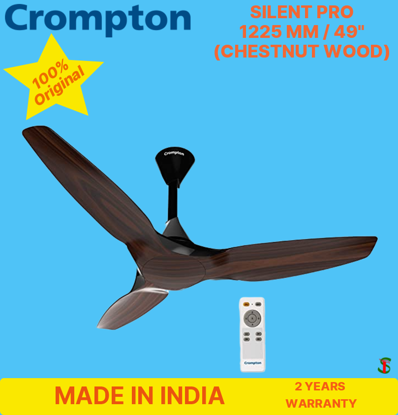Crompton Silent Pro Enso 1225 mm (48 inch) ActivBLDC Remote Controlled Ceiling Fan (Chestnut Wood, Brown)