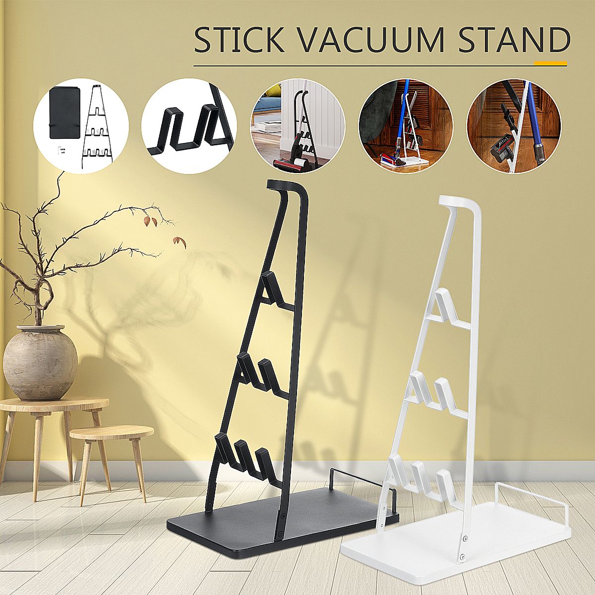 Fits for Dyson V6 / V7 / V8 / V10 and Most of the Stick Vacuum , Black / White Stick Vacuum Cleaner Bracket Holder Storage Stand