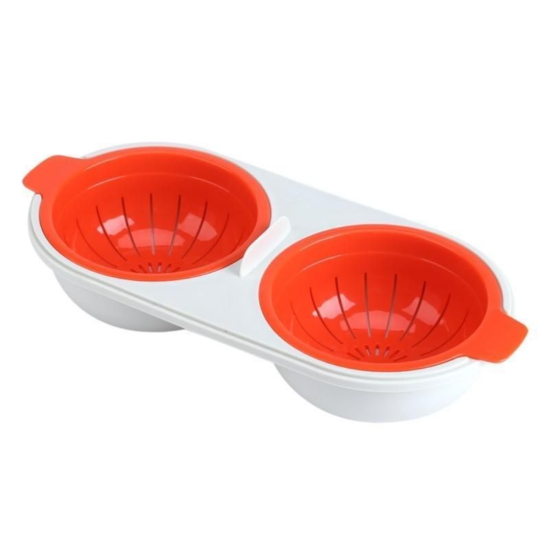Two Egg Poacher Cup Microwave Cooker Sandwich Breakfast Steamer