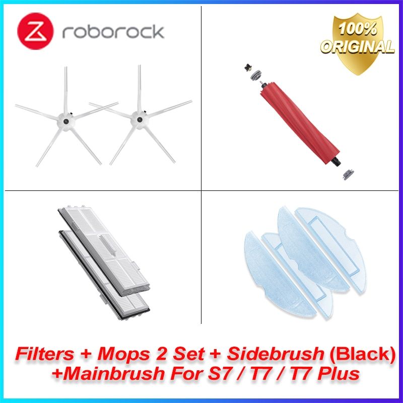 Roborock s7 accesorios ,Roborock Accessory Kit for roborock S7,S7 Mop Cloths，S7 Washable Dustbin Filter，S7 Side Brush-Set E