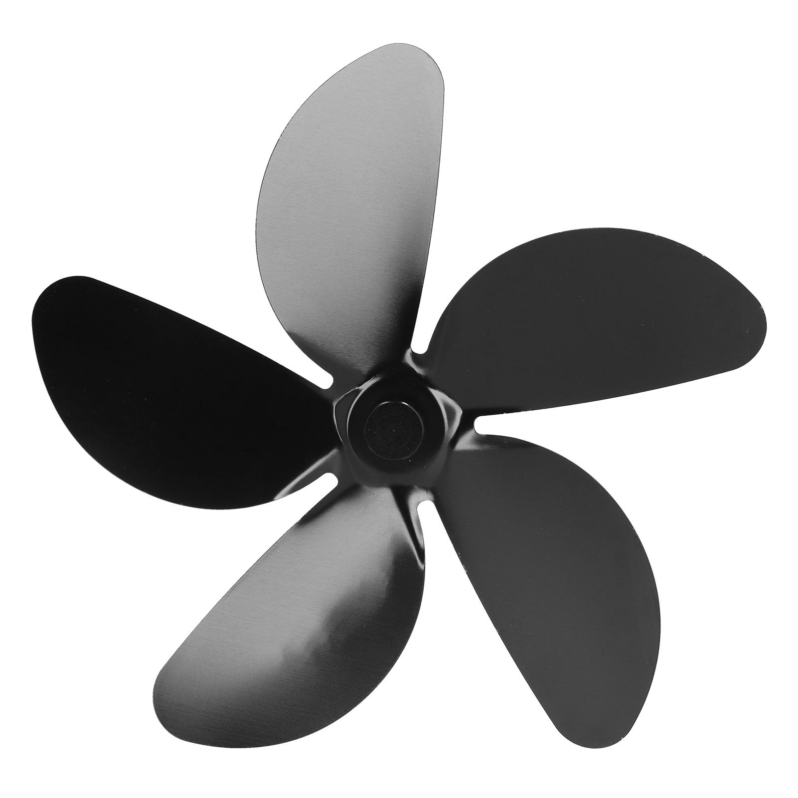 5 Leaf Fireplace Fan Blade Universal Aluminum Alloy Heat Powered Stove Replacement Black