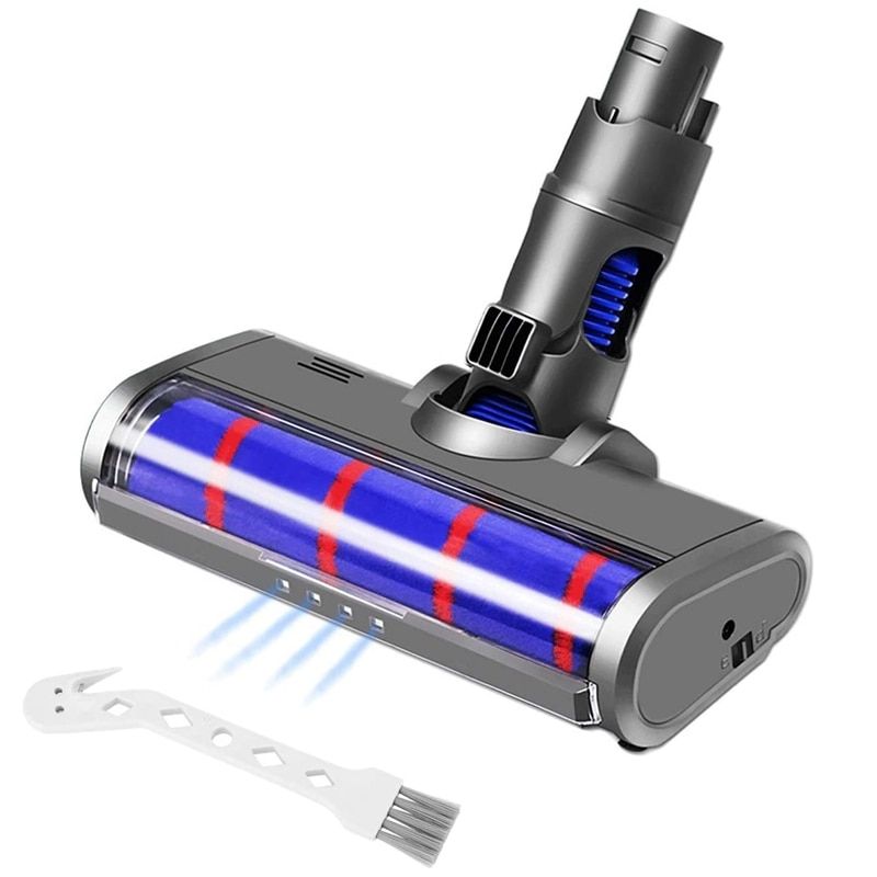 Soft Roller Cleaner Head for Dyson V6 DC58 DC59 DC61 DC62 DC74 Cordless Vacuum Cleaner Attachment with LED Headlight-as shown
