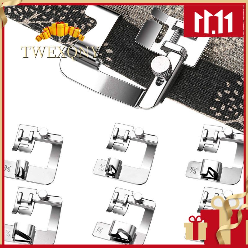 6 Pieces Rolled m Pressure Foot Sewing Machine Presser Foot mmer Foot Set (3/8 Inch, 4/8 Inch, 5/8 Inch, 6/8 Inch, 7/8 Inch, 8/8 Inch) Adjusle Wide