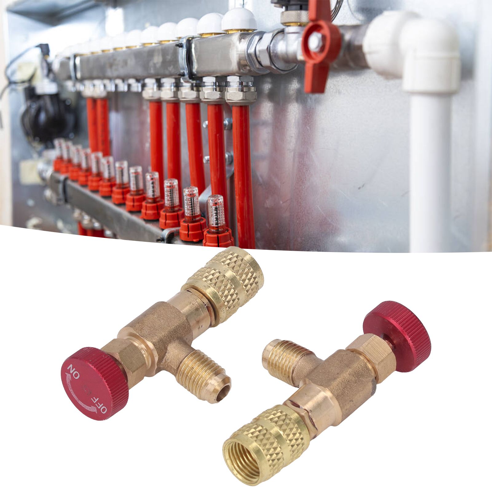 2PCS Refrigeration Control Valve 1/4SAE Male Thread 5/16SAE Female Thread Refrigerant Charging
