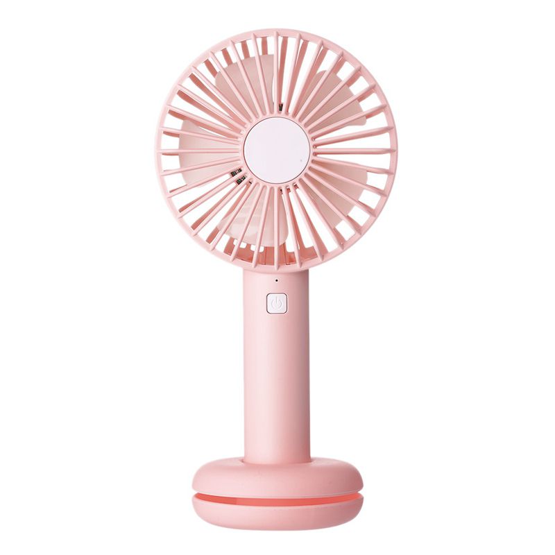 Portable Handheld Fan Mini USB Personal Table Desk Fan 3 Speed Air Cooler with Night Light Base for Outdoor Travel,Pink