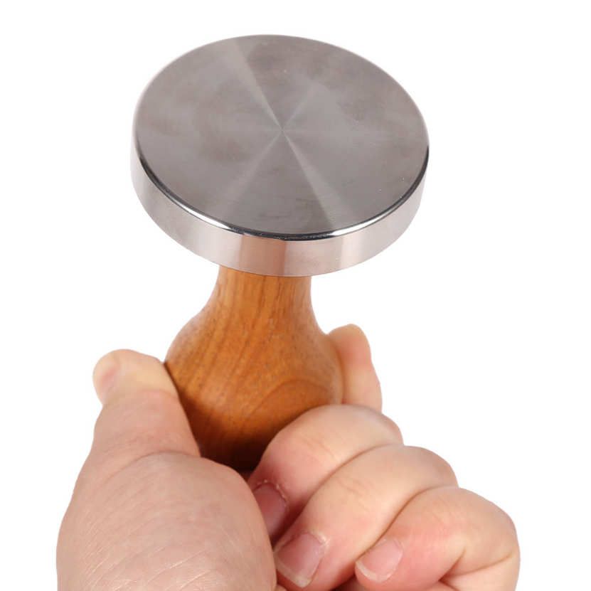 58mm Wooden Stainless Steel Coffee Tamper Machine Espresso Press Tool Flat Base