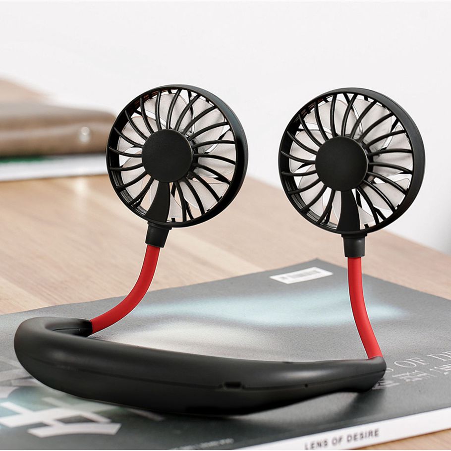 New Hanging Neck Fan, Outdoor Wearable Lazy Sports Fan USB Charging Portable Double Head Fan
