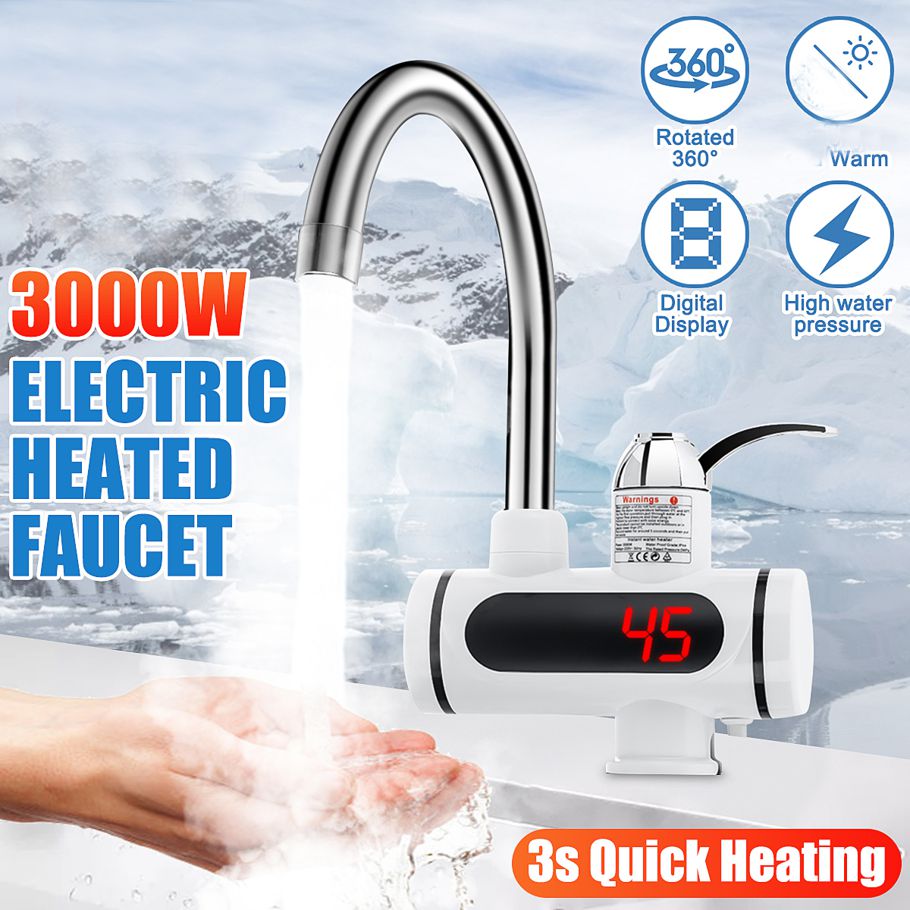 Instant Thankless Digital Electric Hot Water Tap for any wall Mount with LED Display