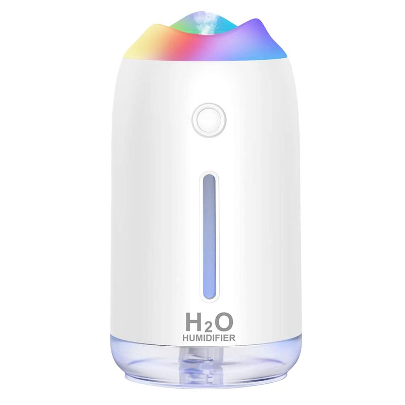 Mini Portable Air Humidifier,Colorful Cool Mist Humidifiers,USB Desktop Quiet Night Light for Baby Bedroom Office,White
