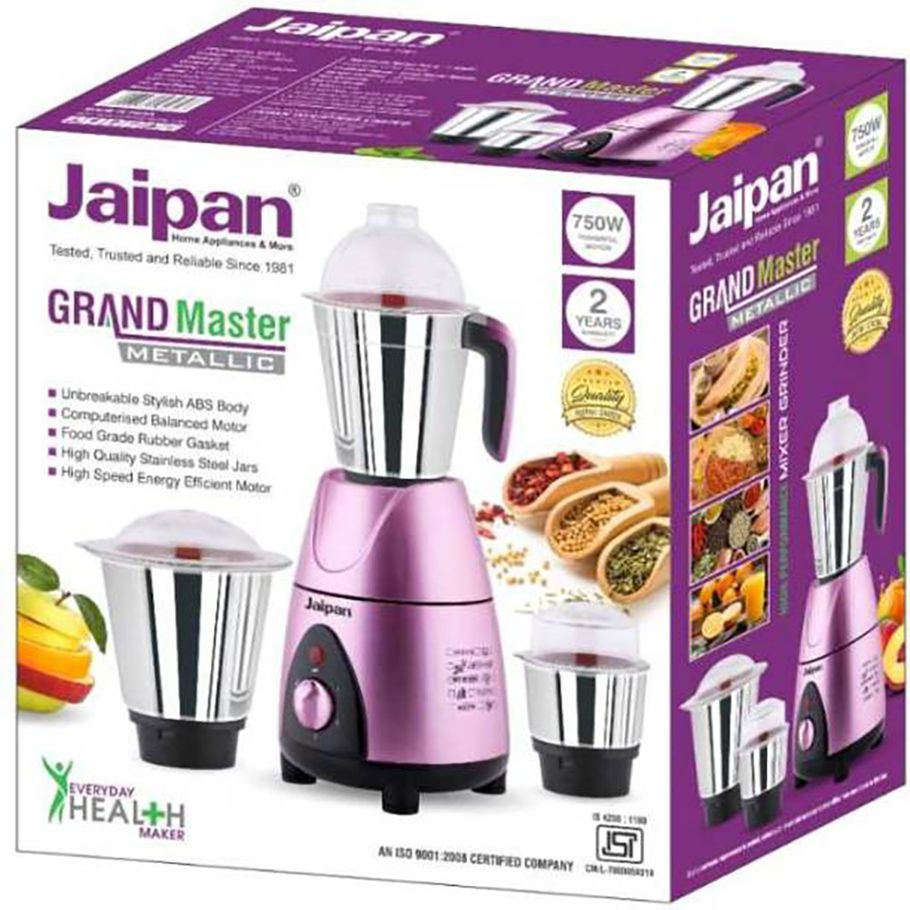 Jaipan Grand Master Mixer Grinder, Purple & Black, JPTM0022 750WT