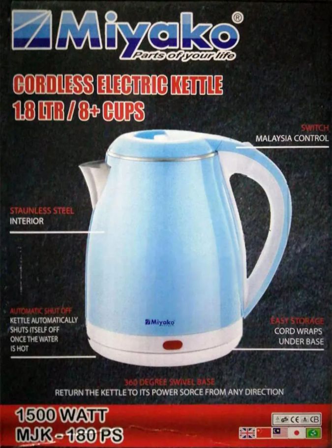 Miyako Double Layer Cordless Electric Kettle with 2years Brand Warranty