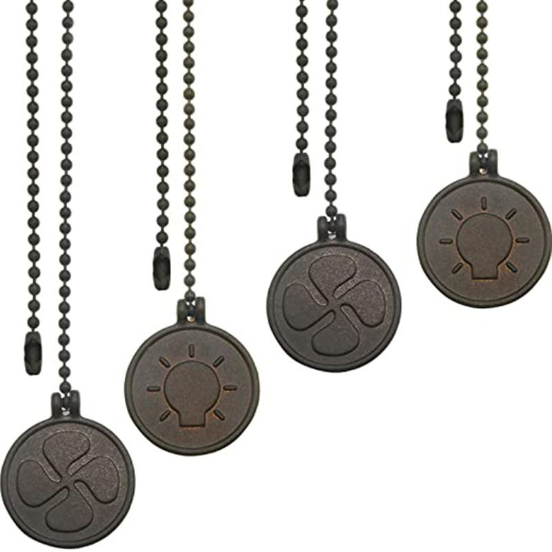 Ceiling Fan Pull Chain Set, 4 Pieces Bulb and Fan Pattern Pull Chain Extension Fan Pull Chain Pendant