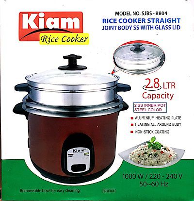 Kiam Stainless Steel Rice Cooker - 2.8 L - Double SS pot- 8804
