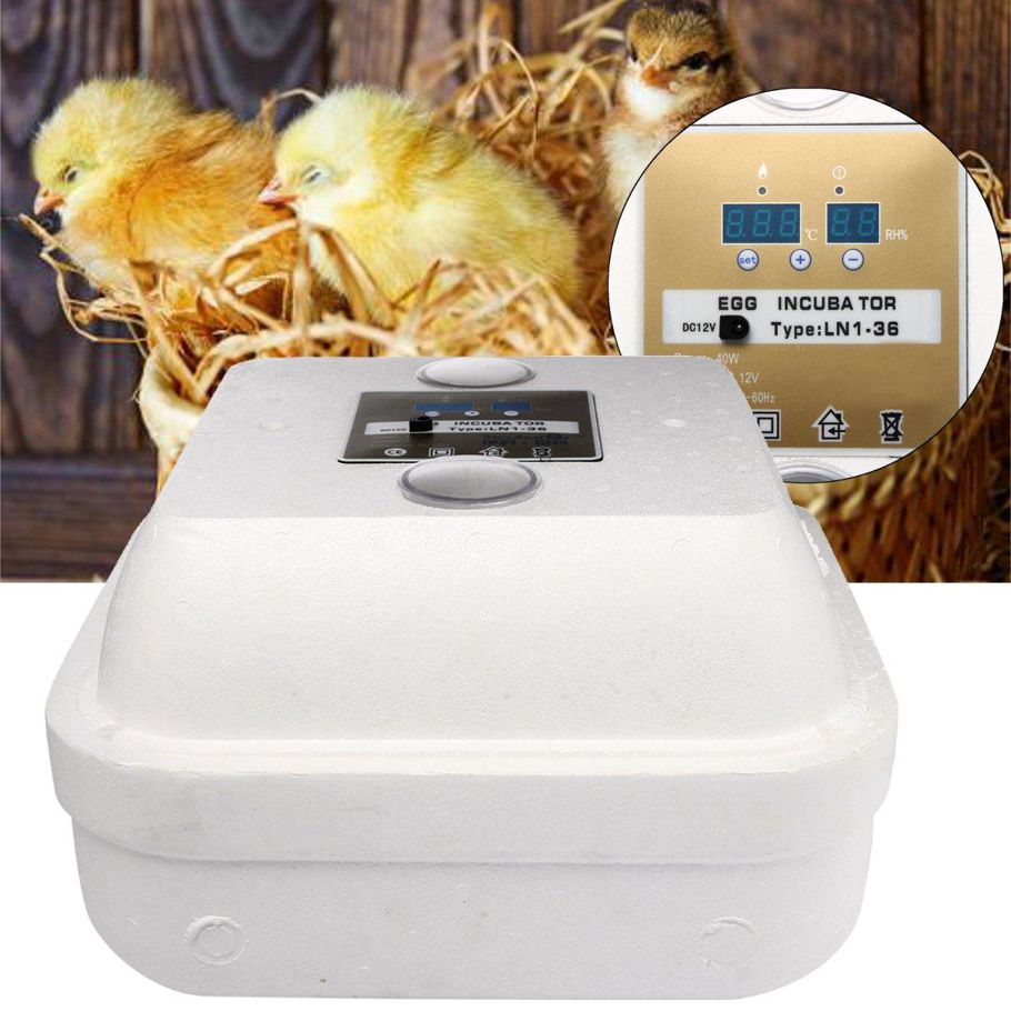 36 Eggs Foam Family Incubator Digital Chicken Duck Poultry Hatcher Tray Egg Incubator Tool