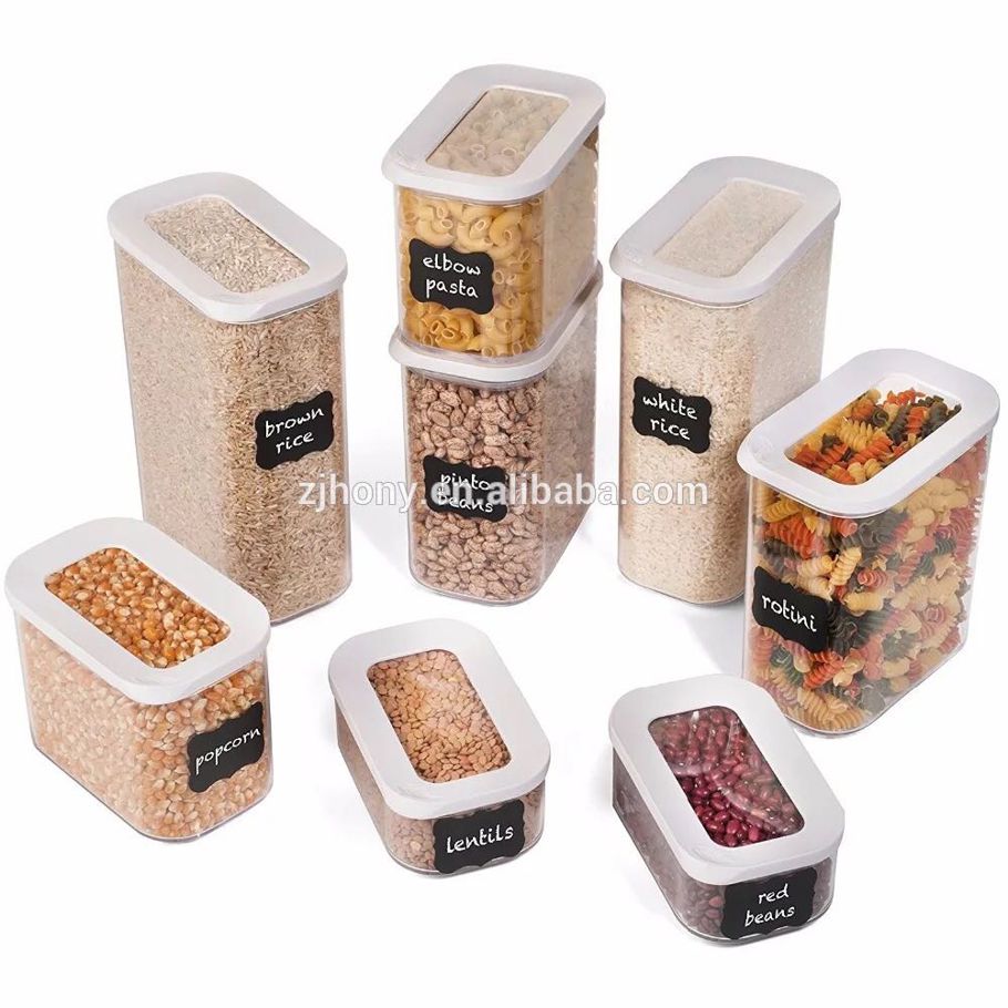 square transparent plastic food storage container sealed cans tank kitchen storage  Sunroof sealed can 0.45L 1.0L 1.5L 2.0L