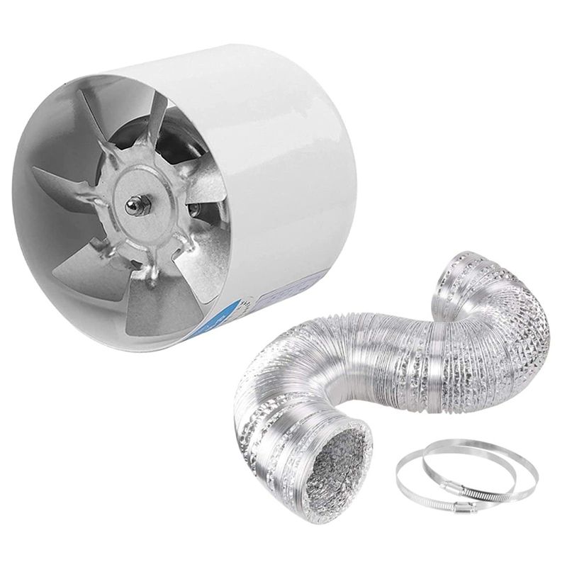 4 Inch Inline Duct Fan Air Ventilator Metal Pipe Ventilation Exhaust Fan Mini Extractor Wall Fan with Aluminum Ducting
