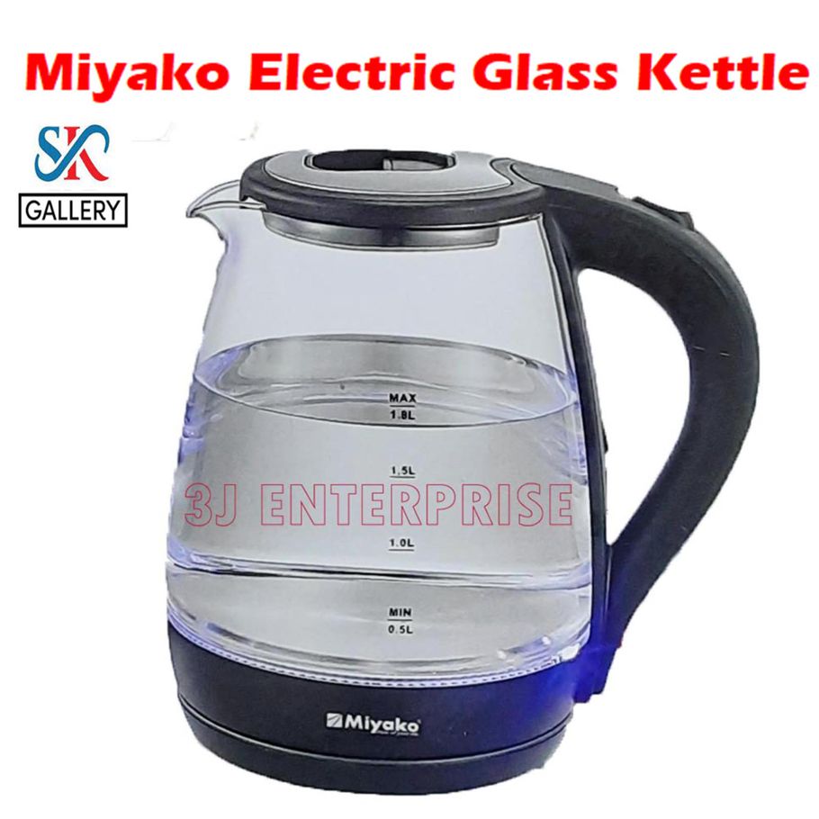 Miyako Electric Kettle Glass Body MJK-180 GLS 1500 Watt 1.8 Liter