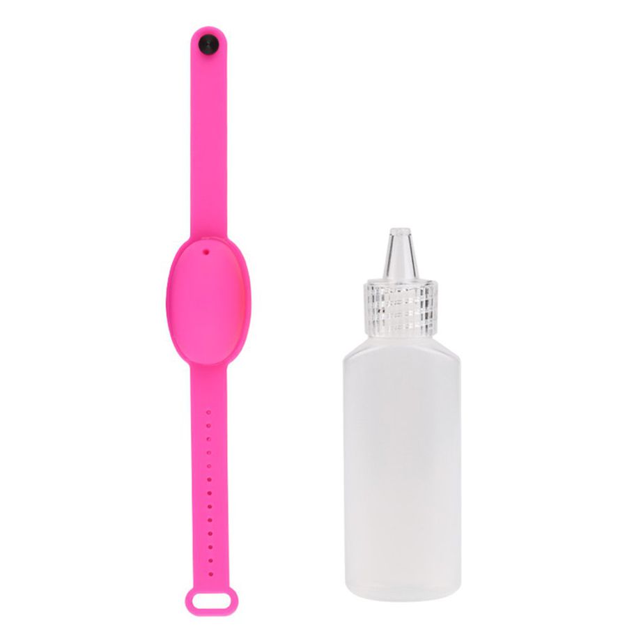 Hand Sanitizer Bracelet Free Hand Washing Disinfection Water Bracelet Silicone Portable Round Bracelet Pink