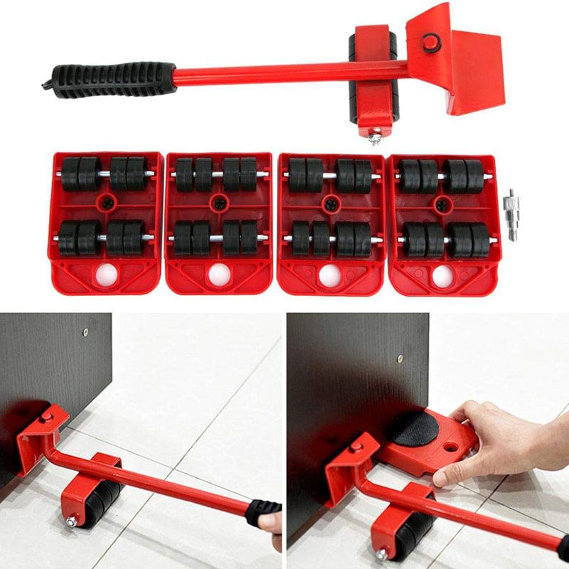 5Pcs Furniture Moving Heavy Hand Tool set Mover for All Furniture Roller Transport