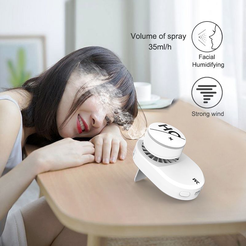 Spraying Hanging Neck Fan Humidifier Portable USB Rechargeable Cooling Fan Hands Free Mini Fan Clip Waist Air Cooler