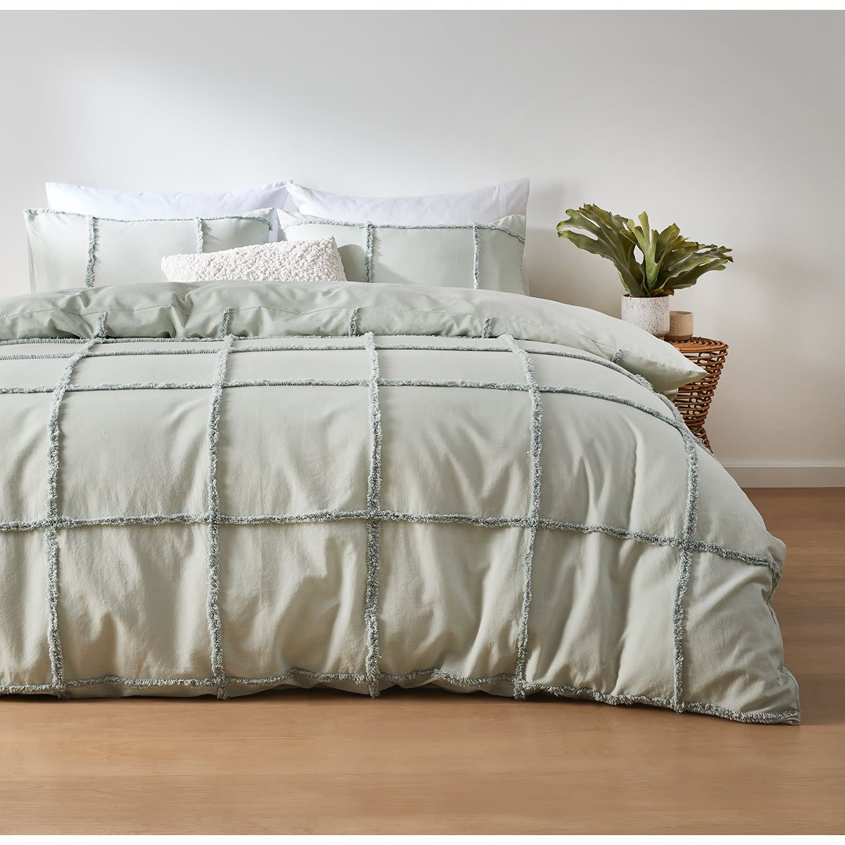 Honor Cotton Quilt Cover Set - Super King Bed, Sage