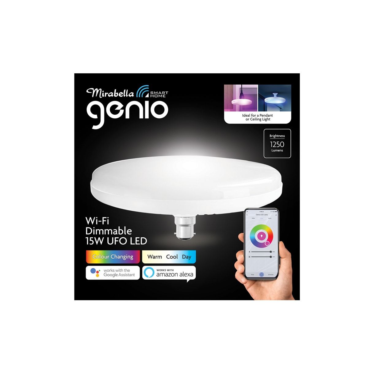 Mirabella Genio Smart Home Wi-Fi Dimmable 15W UFO LED Light