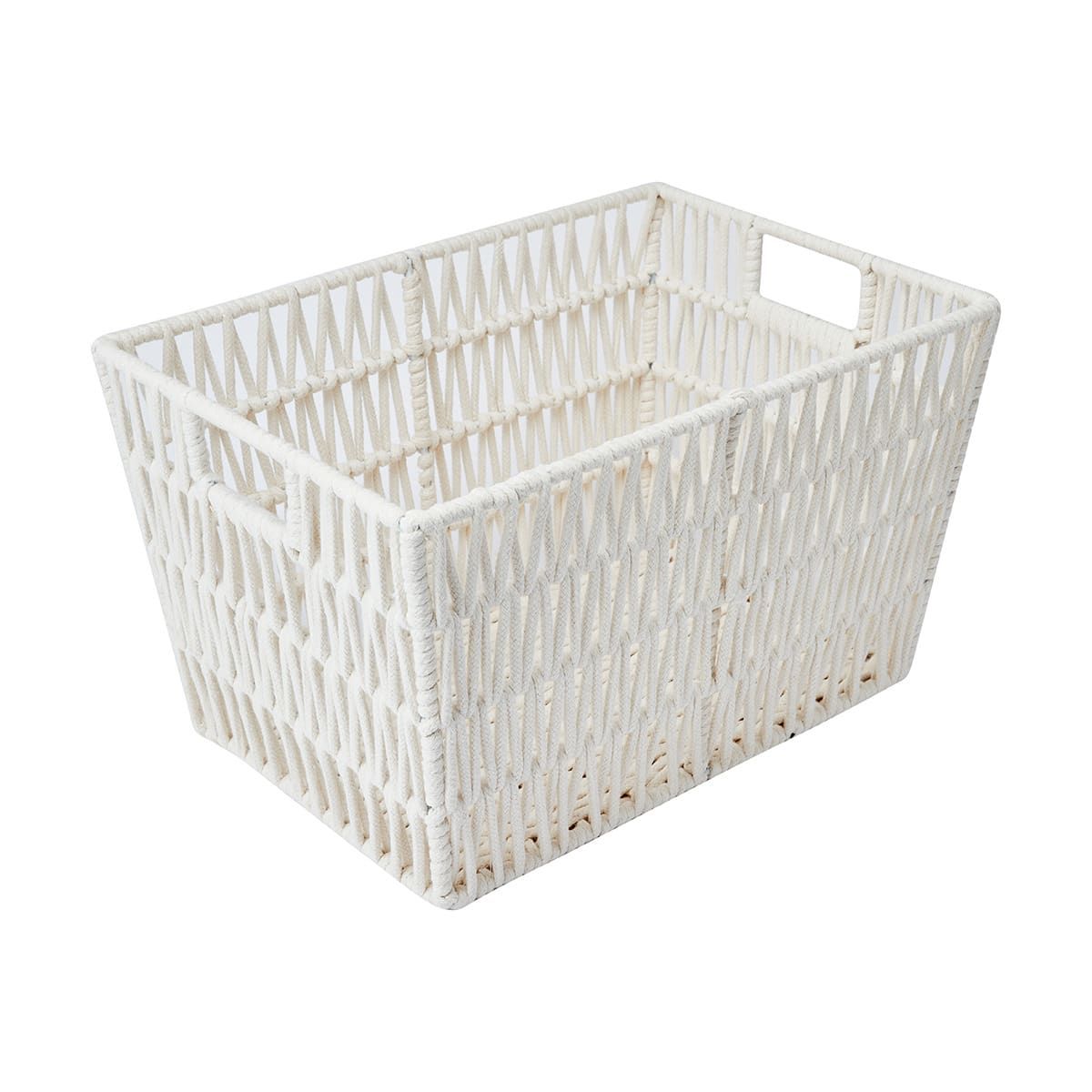 White Cotton Rope Rectangle Basket