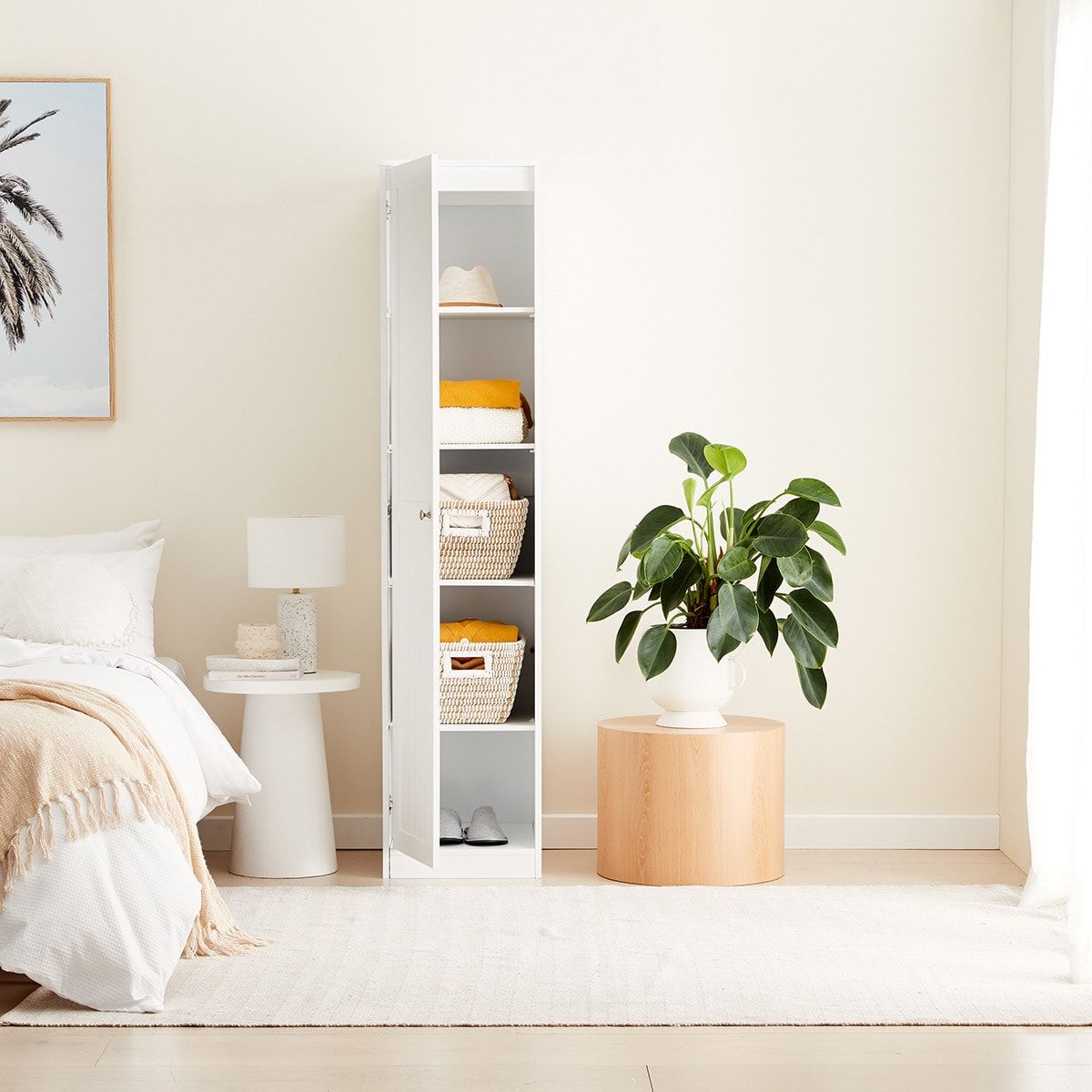 Hamptons Wardrobe 1 Door 5 Tier Adjustable Shelves