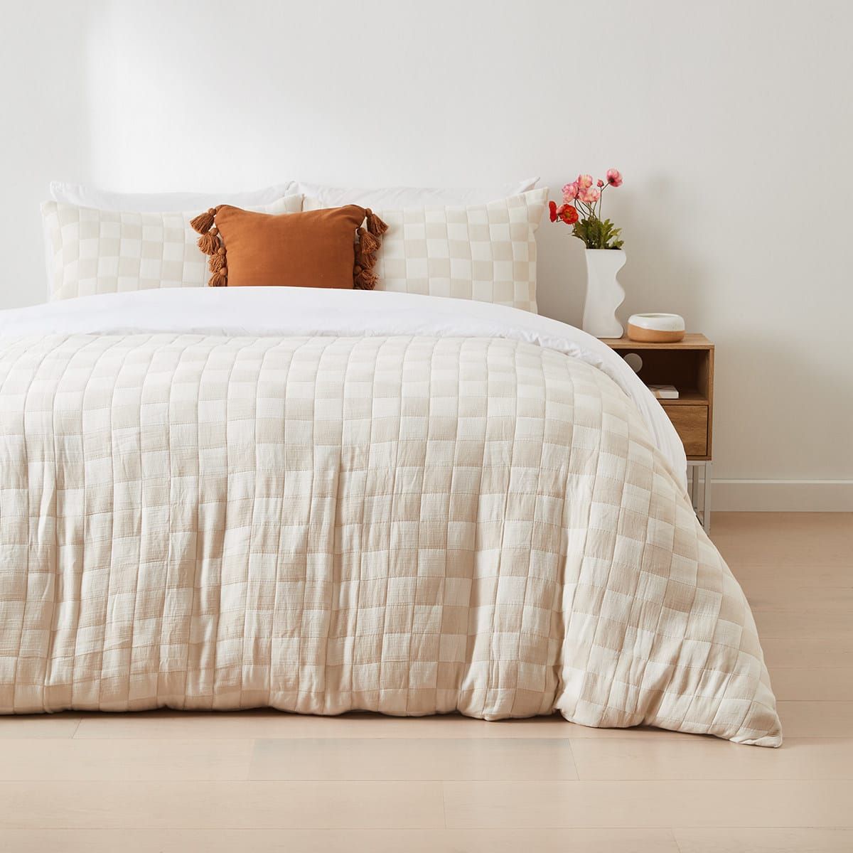 Lennox Cotton Quilt Cover Set - Super King Bed, Off White