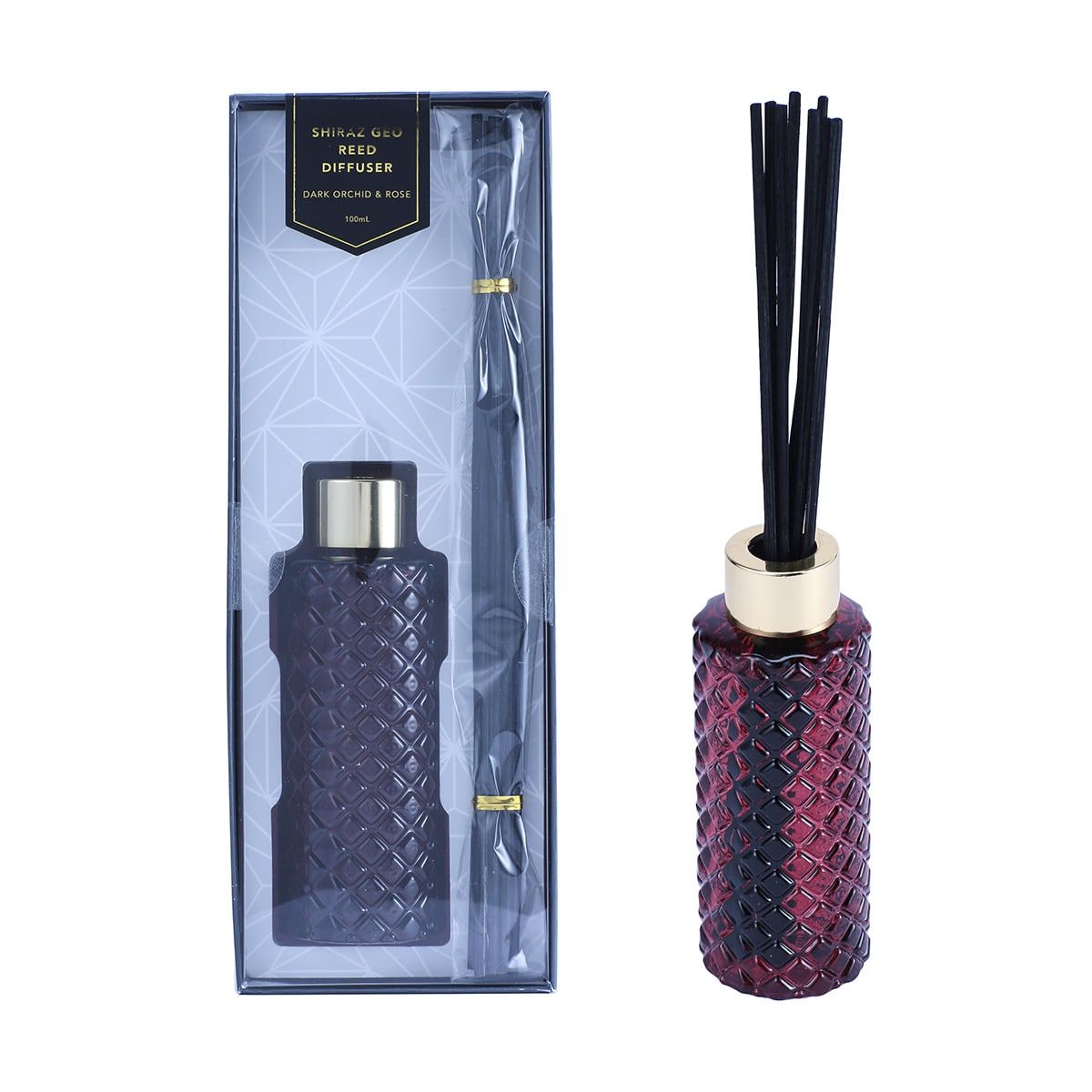 Shiraz Geo Dark Orchid and Rose Reed Diffuser 100ml