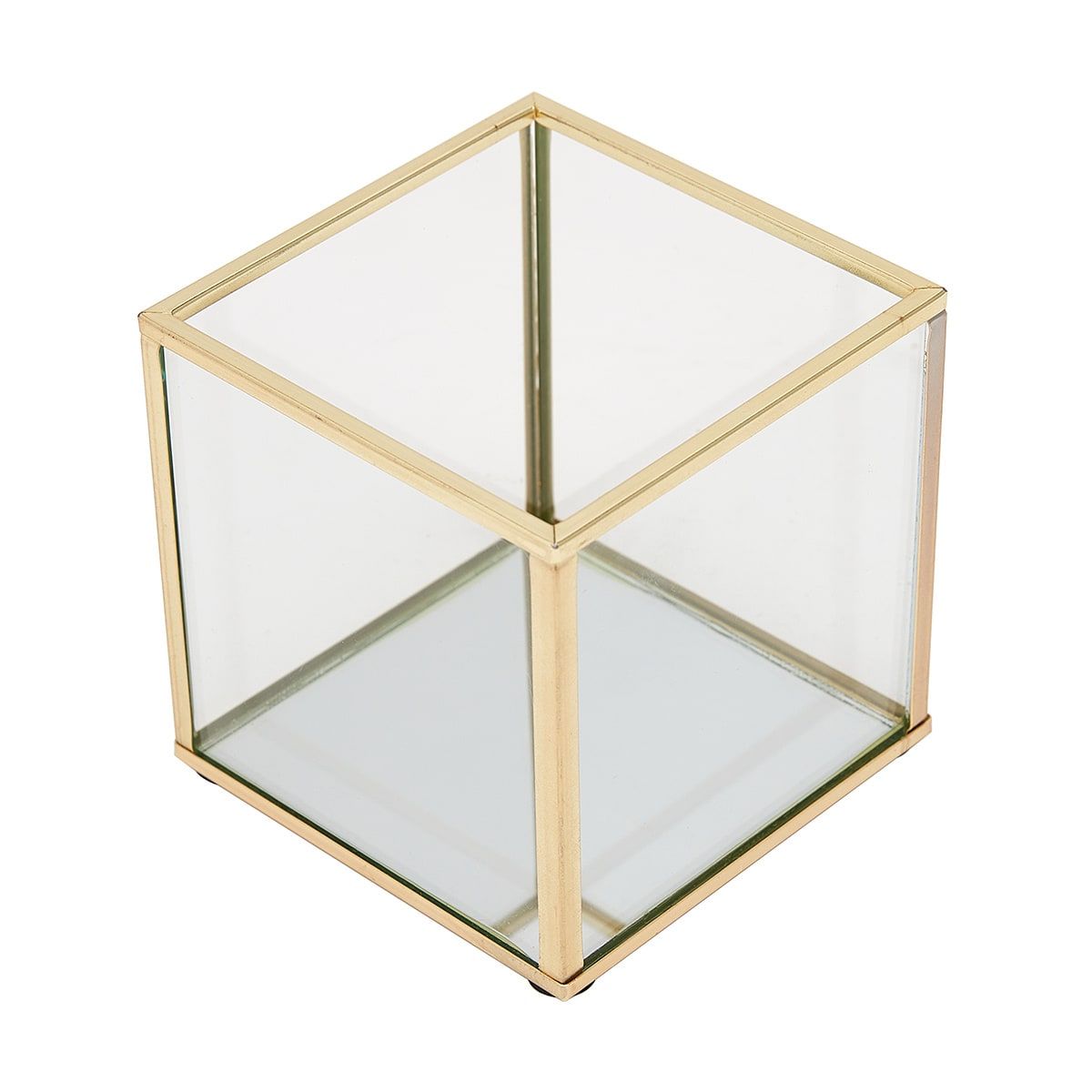 Glass Tealight Holder - Brass Look