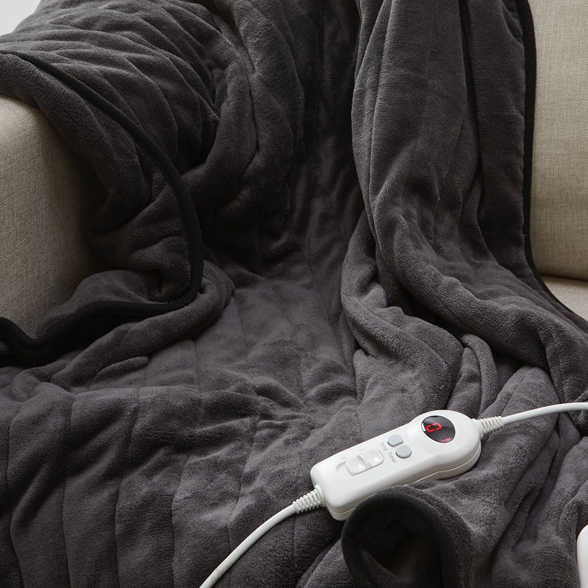 Heated Throw - Charcoal