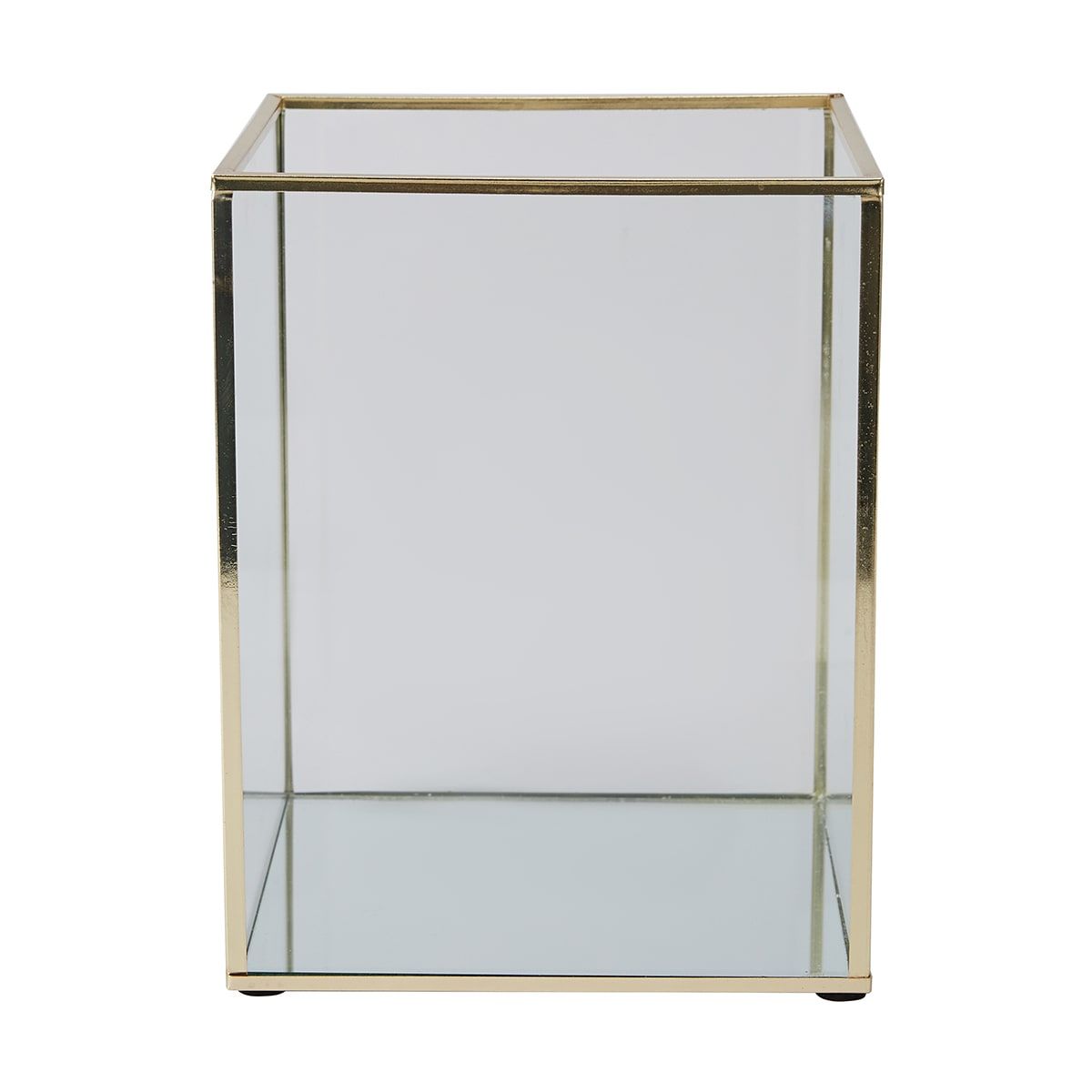 Brass Look Glass Pillar Holder
