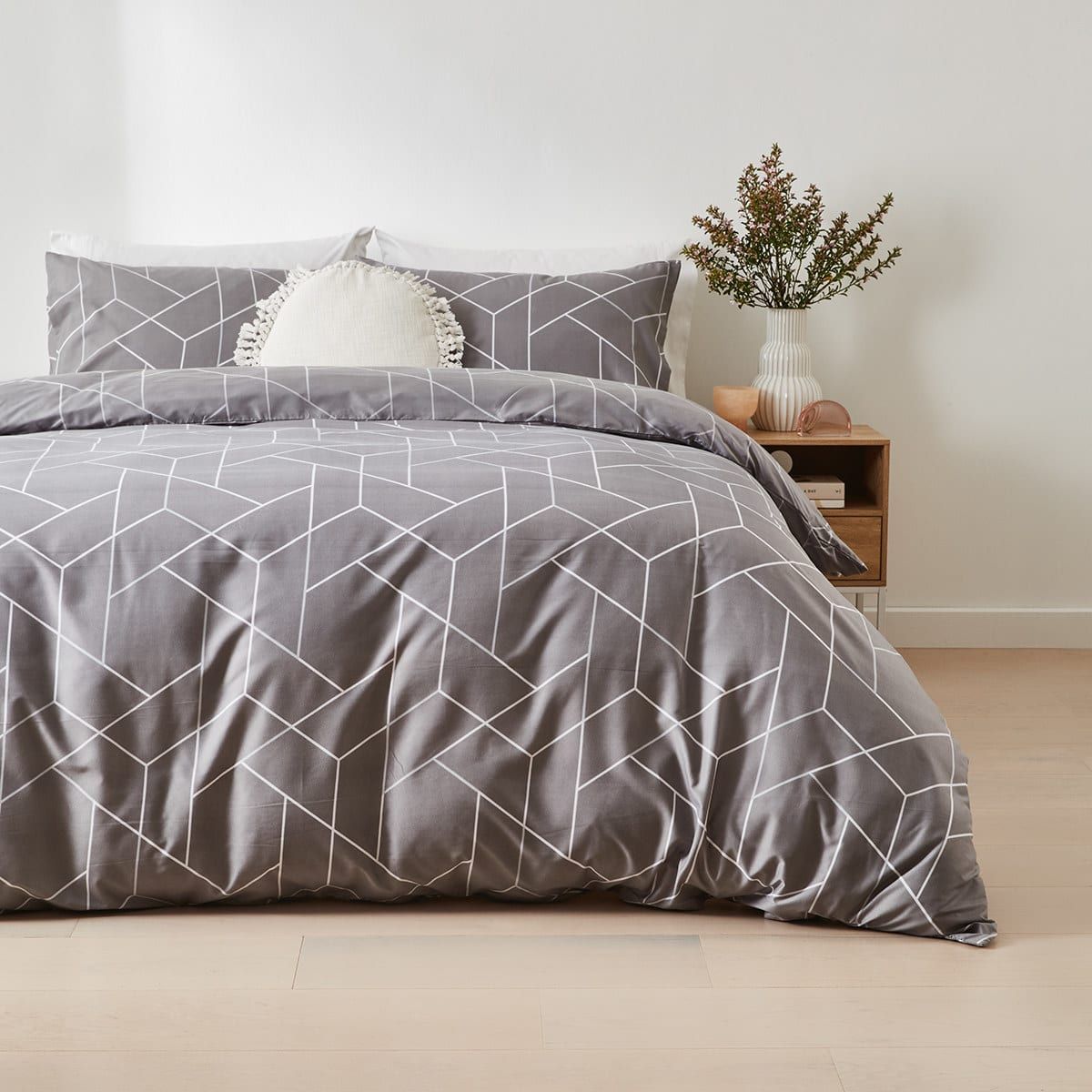 Jesse Quilt Cover Set - Double Bed, Grey