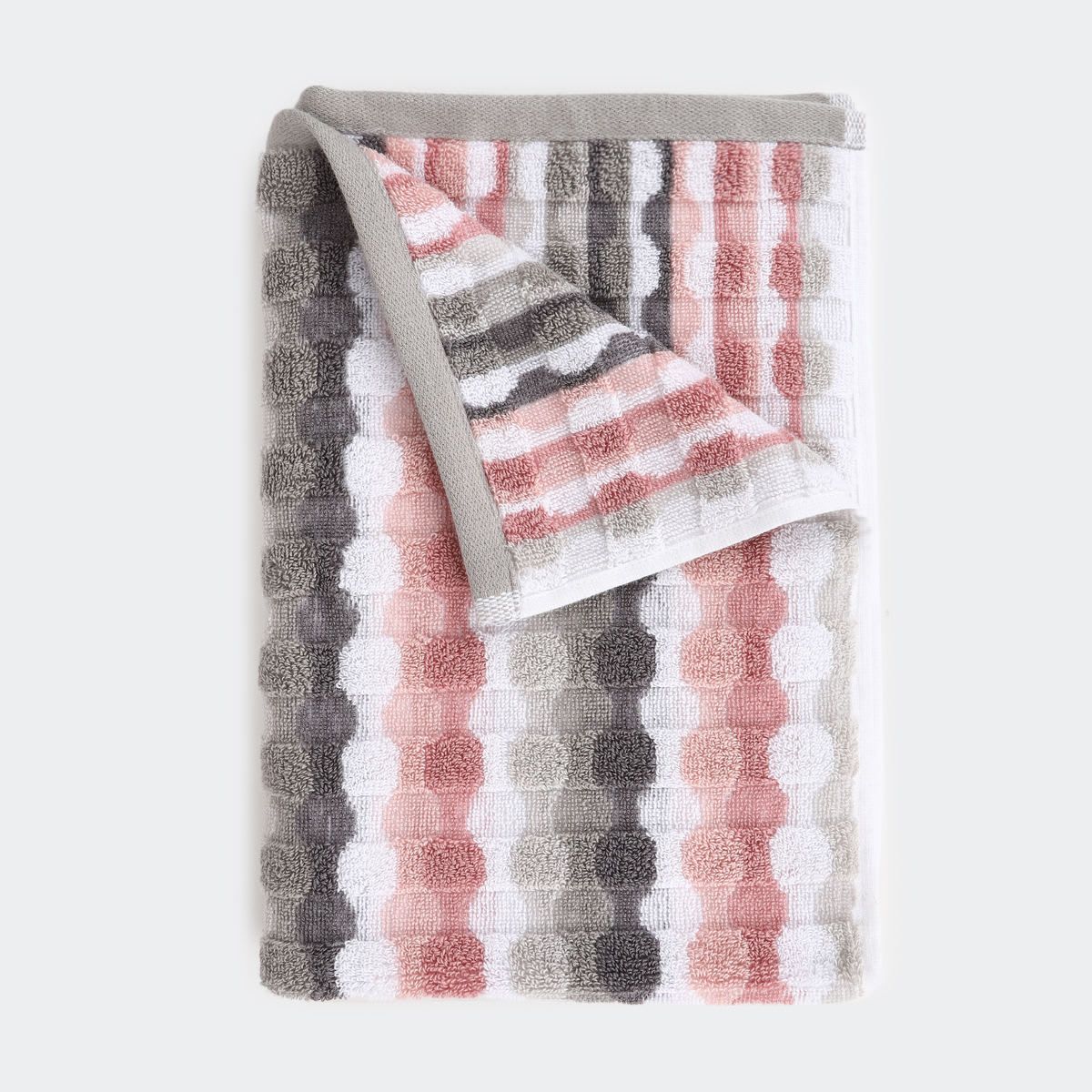 Pink and Grey Stripe Cotton Hand Towel
