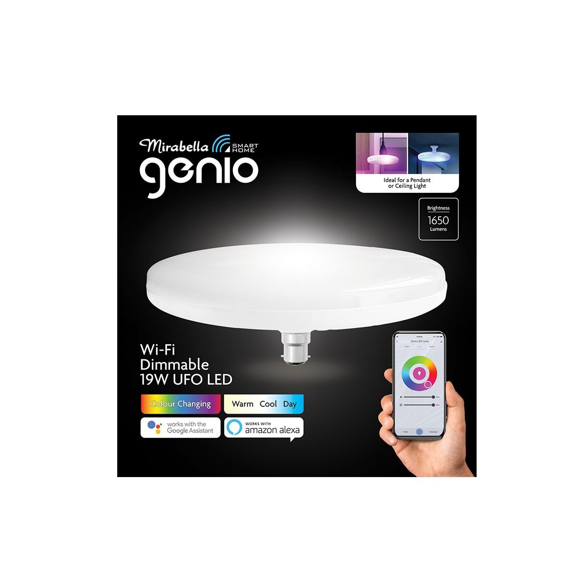 Mirabella Genio Smart Home Wi-Fi Dimmable UFO LED light
