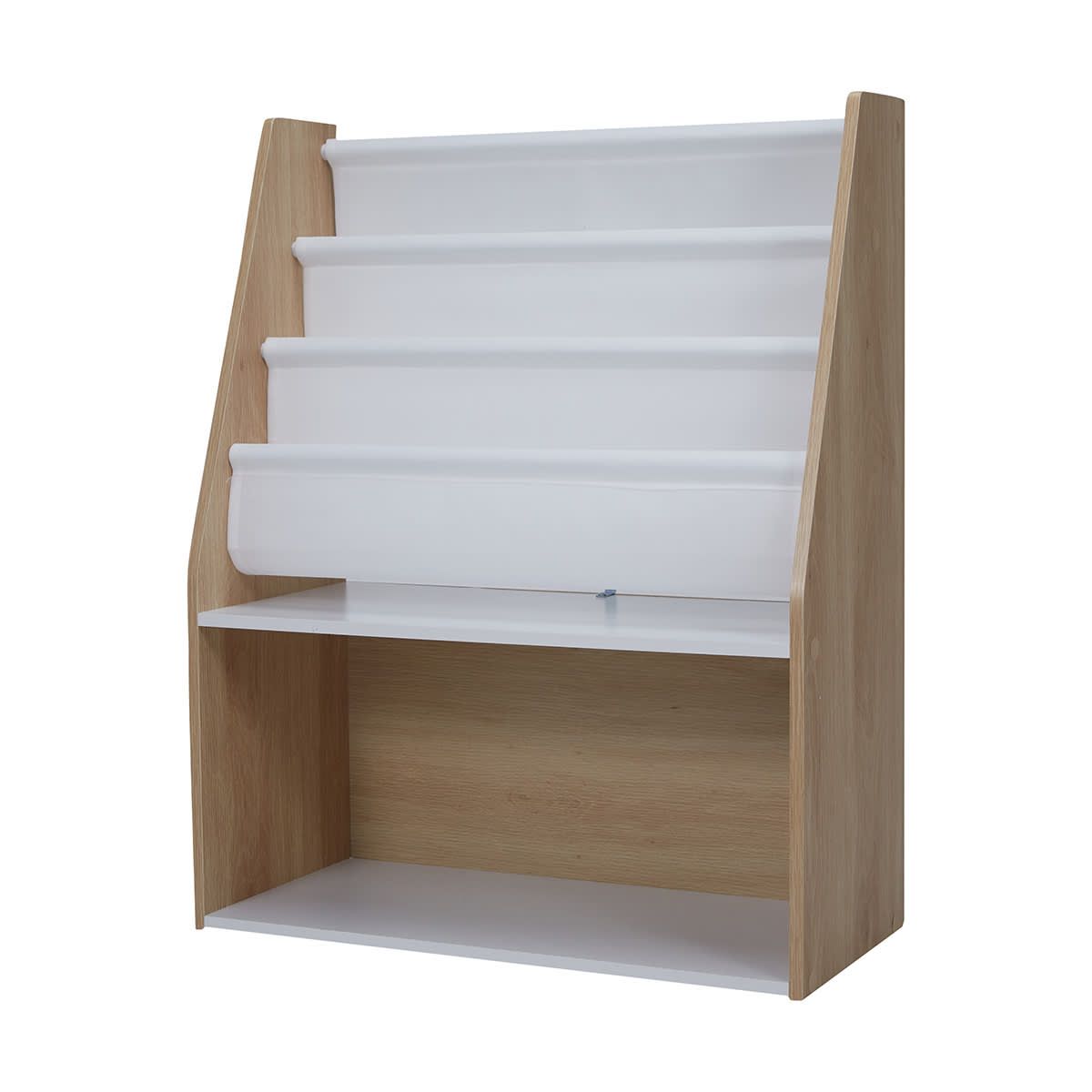 Oak Look and White Book Holder