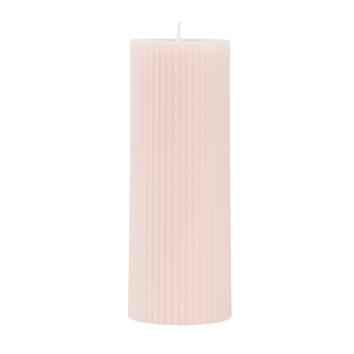 Pink Ribbed Pillar Candle