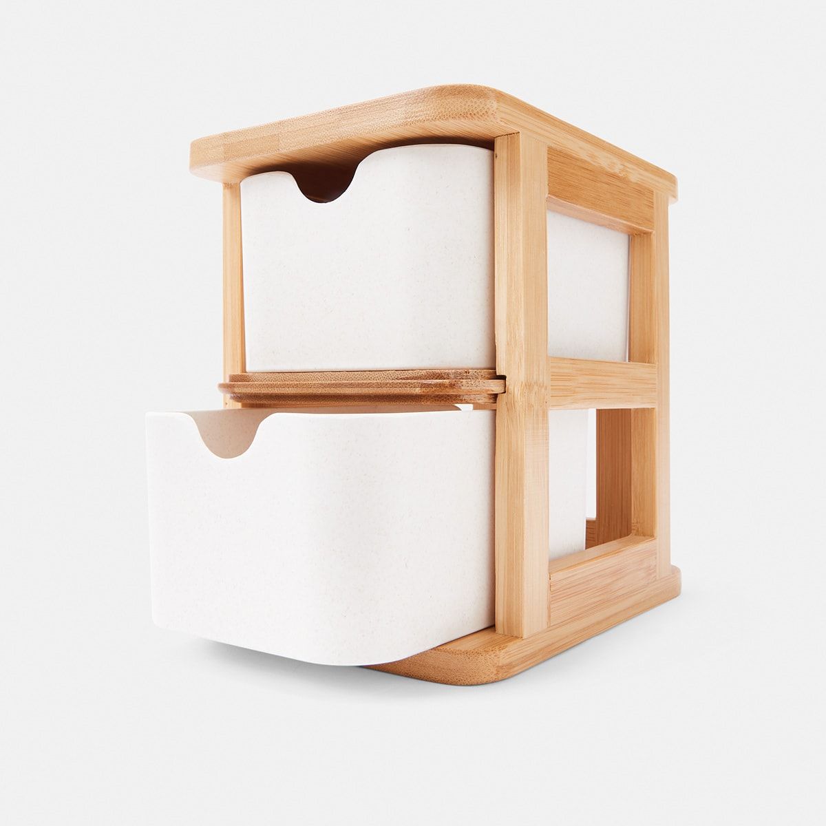 2 Drawer Narrow Bamboo Storage