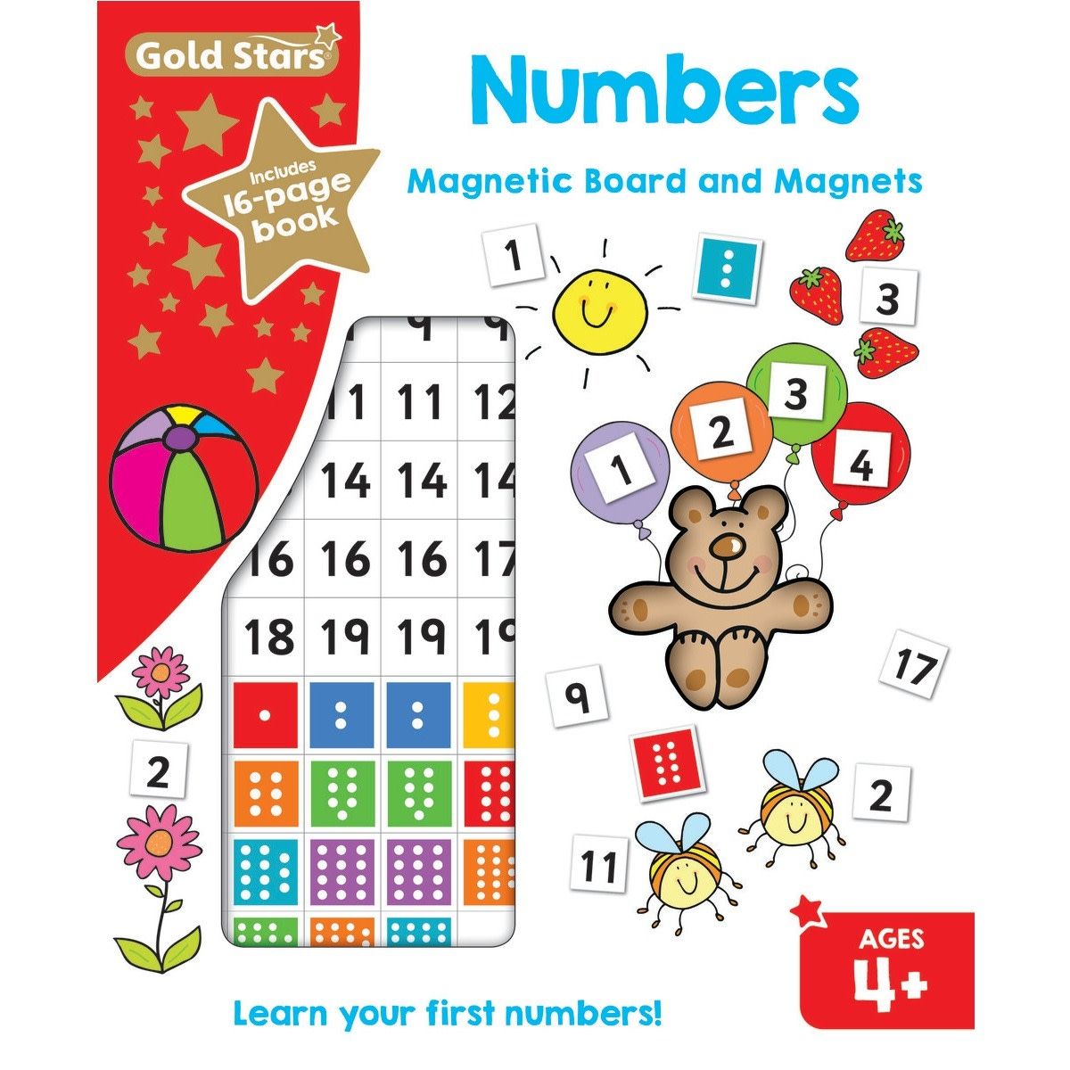 Gold Stars Magnetic Board and Magnets - Numbers