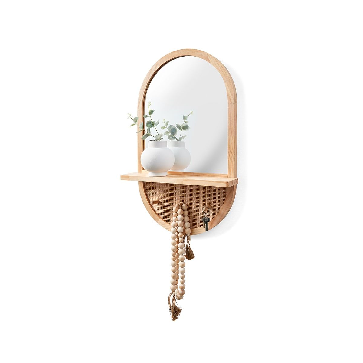 Mirror with Shelf and Hooks