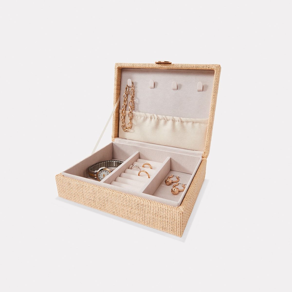 Raffia Look Sectioned Jewellery Box