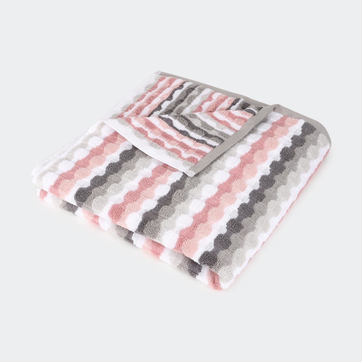 Pink and Grey Stripe Cotton Bath Towel