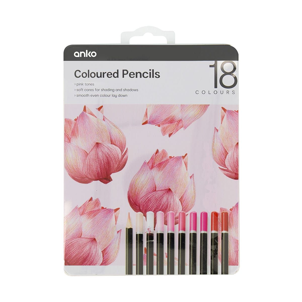18 Pack Coloured Pencils - Pink