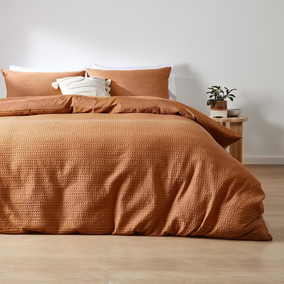 Makena Cotton Quilt Cover Set - Super King Bed, Tan