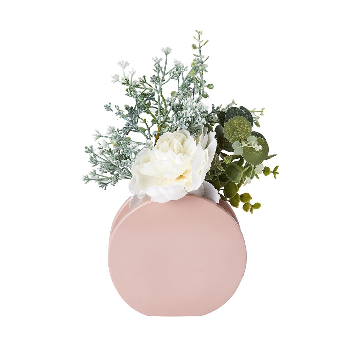 Artificial Flowers in Circular Vase