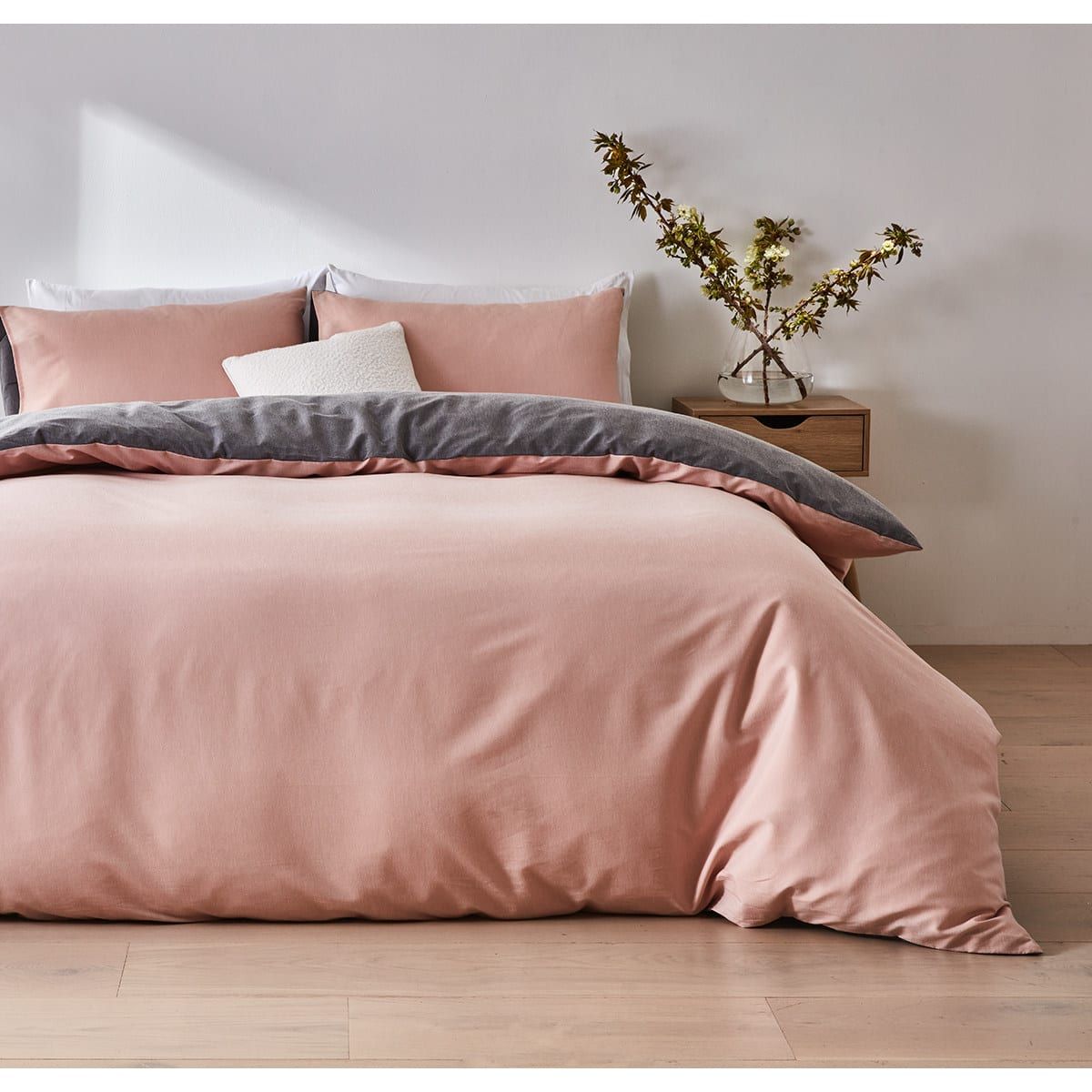 Billy Reversible Quilt Cover Set - Queen Bed, Pink