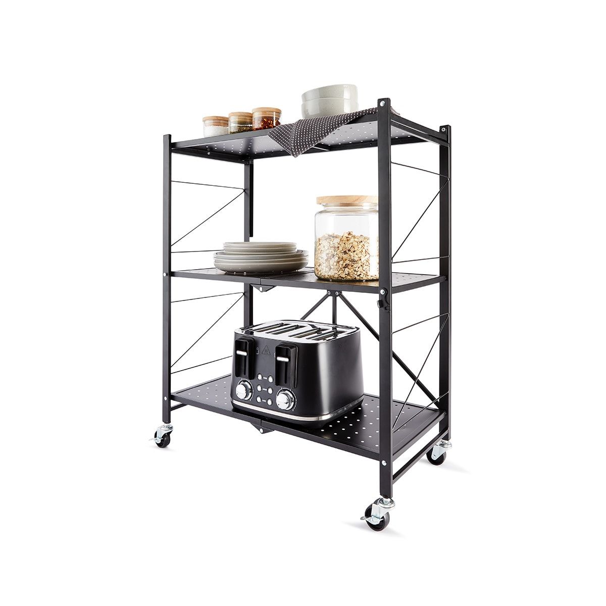 3 Tier Foldable Metal Shelf