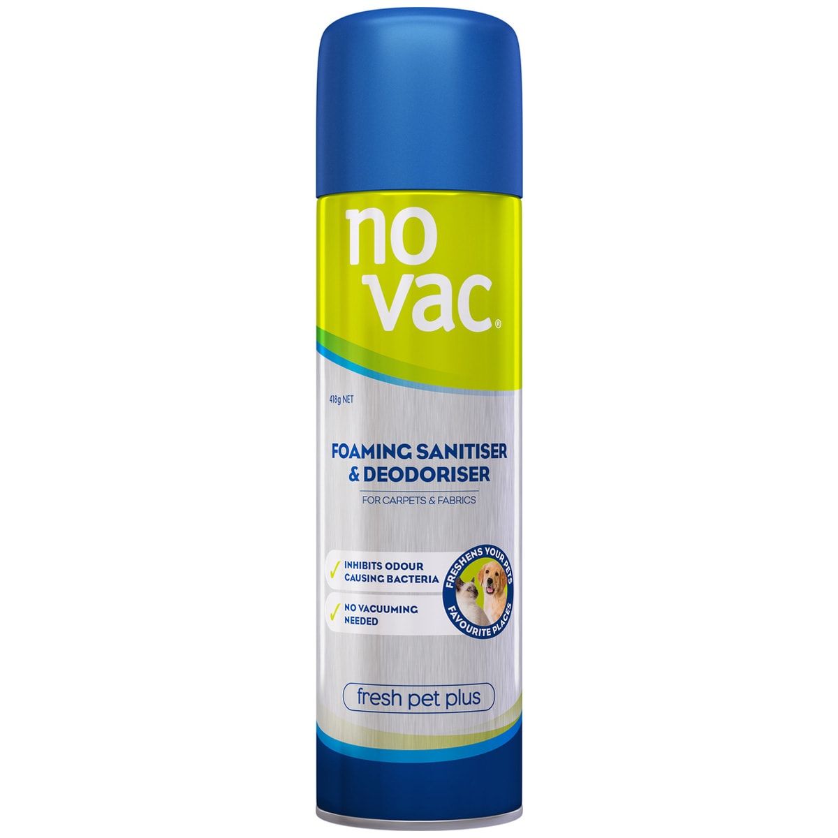 No Vac Fresh Pet Plus Foaming Sanitiser and Deodoriser 418g